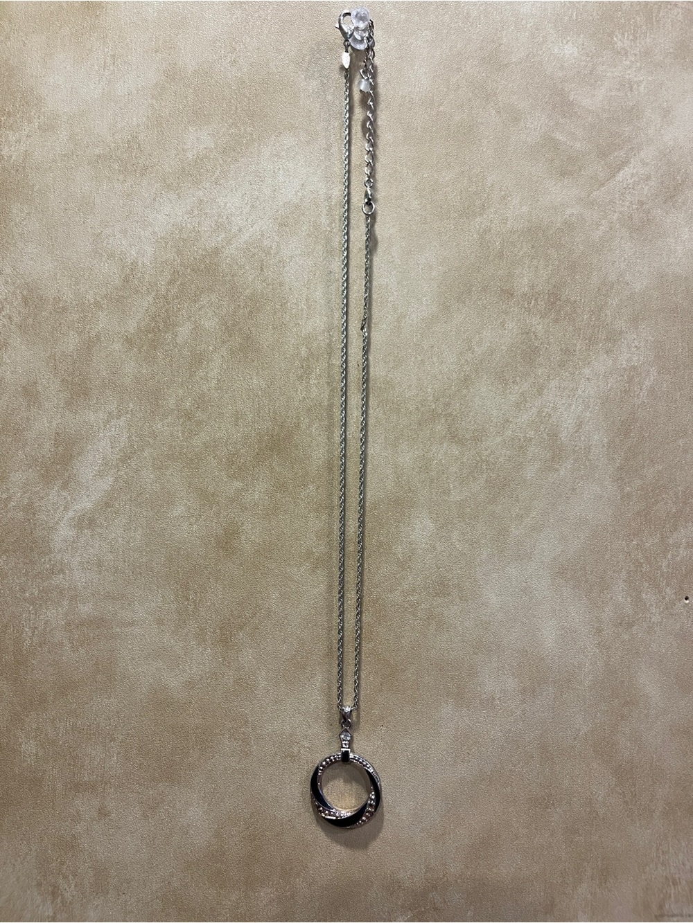 Elegant Silver and Black Circle Pendant Necklace - Women's Jewelry